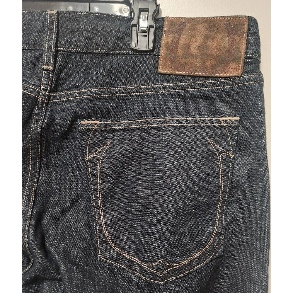 True Religion Ricky Jeans Mens 40x34 Black Straight Dark Wash Denim Pants